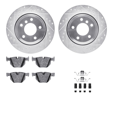 Dynamic Friction Co DFC Rotors-Drilled & Slotted-Silver w/ EURO 5000 Ceramic Brake Pads Incl Hdw 7612-31068