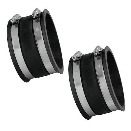 Powertec 4 in. Dust Control Flex Cuff with Steel Hose Clamps, Hose Connector Rubber Cuff Coupler, 2PK 70149-P2N