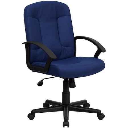 Flash Furniture Contemporary Chair Navy Mid-Back Exec Chair, Fixed Arms, 17-1/4" to 21-1/4" Height, Fabric, Navy GO-ST-6-NVY-GG