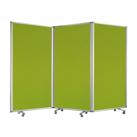 Homeroots 71" Green Iron Folding Three Panel Screen Room Divider 348667