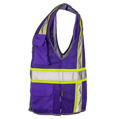 Dome75 Hi-Vis Safety Vest SM/MD Class Non-ANSI/Enhanced Visibility , Zipper 6 Pockets, 2 Mic Tab DV2183