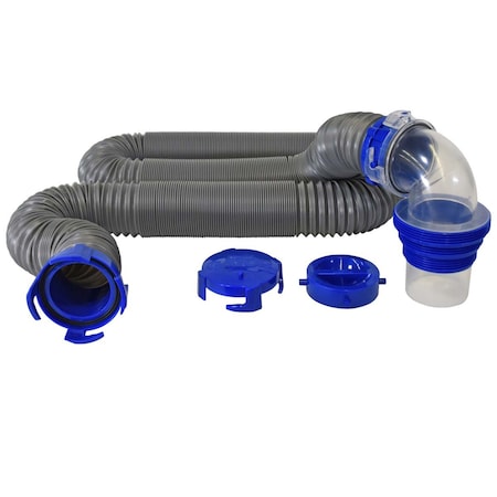 Duraflex Duraflex 22003; 15 Ft Steel Wire Reinforced RV Sewer Hose w/ Clear Elbow and Fittings; Universal Fit 22003