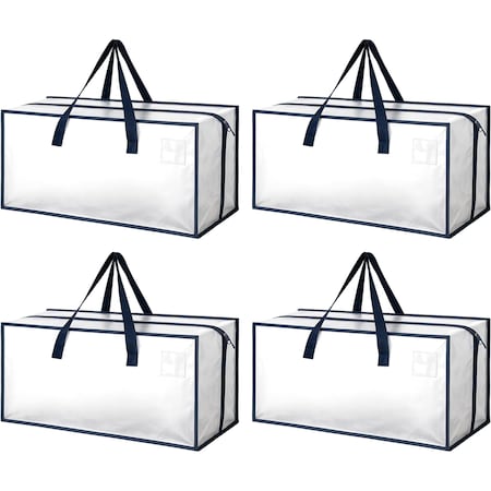 Simple Deluxe Extra-Large Moving Bags with Carrying Handles and Durable Zippers, Fold Flat, White, 4PK HKBAGXMOVING23WHTX4