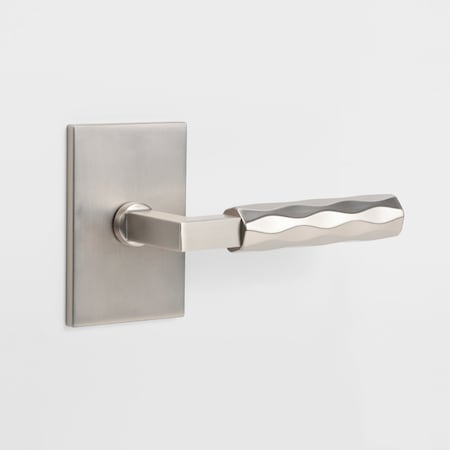 Mcbowery Hailey Satin Nickel Hall/Closet Door Handle, Rectangular Rosette, Concealed Screws (Passage) 203PSSN