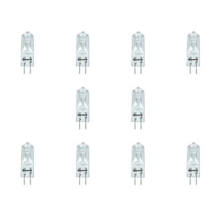 Bulbrite 75W 120V Dimmable Clear T4 Halogen Mini Light Bulbs, Bi-Pin G6.35 Base, 2900K, 10PK 860822