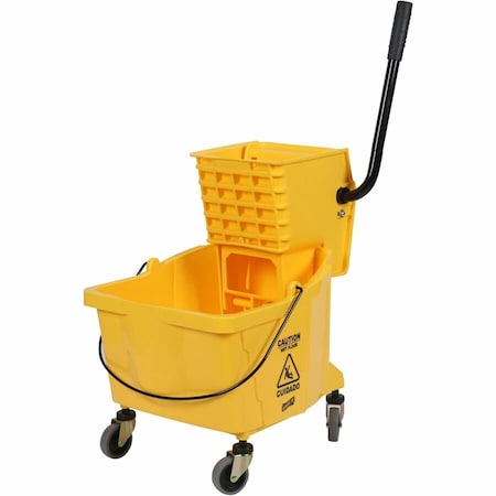 Genuine Joe Side Press Mop Bucket & Wringer Combo - 35 Quart - 21 x 16 x 14 - Yellow - 1 Each GJO02347