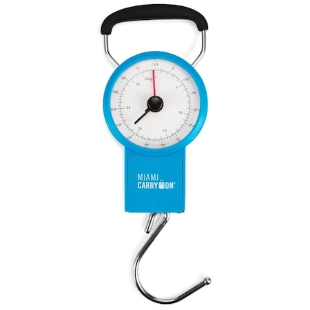 Pujas Miami CarryOn Mechanical Luggage Scale with Tape Measure - 75 Lbs Blue PU3633624