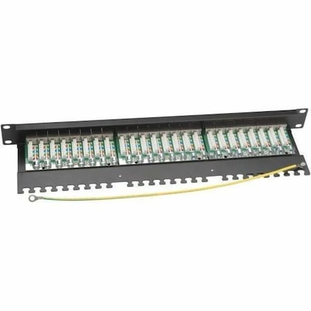 Platinum Tools RACKMOUNT PATCH PANEL, 24 PORT PREPOPULATED WITH SHIELDED CAT6A 110 PUNCH 675-24C6AS