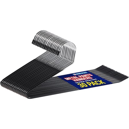 Lifemaster Metal Pants Hanger Set, Non-Slip, Space-Saving, Rubber-Coated, Black, 30PK LMHNMT33