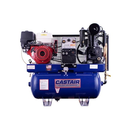 Castair Compressor/Gen./Weld., Industrial Series, 30 Gal. Horiz., GX390, 19.7cfm 175psi, 5000w GPE211024