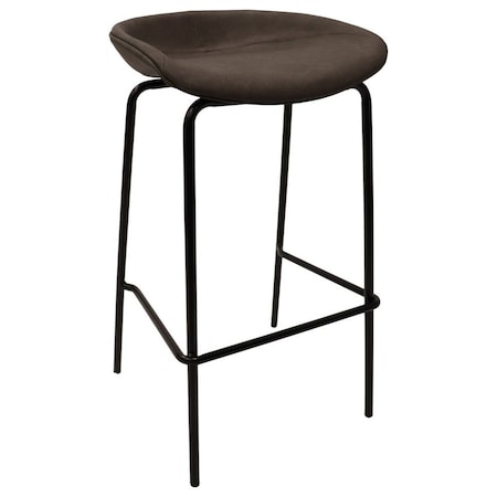 Leisuremod Servos Barstool with Upholstered Faux Leather Seat and Powder Coated Iron Frame, Elephant Grey SSBL-18DGR
