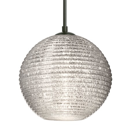 Besa Lighting Besa Kristall 8 Pendant, Glitter, Black Finish, 1x 60W MAX E26 Base 1JT-4616GL-BK