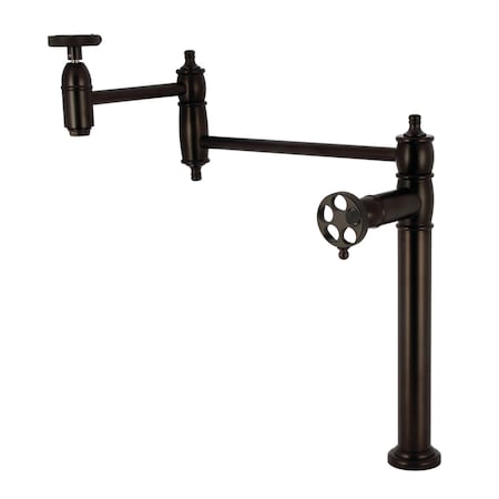 Kingston Brass Deck Mount Pot Filler Faucet with Knurled Handle, Oil Rubbed Bronze KS3705RKZ