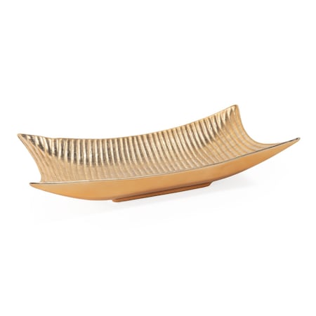 Homeroots 20in Gold Ceramic Vanity Tray 574110