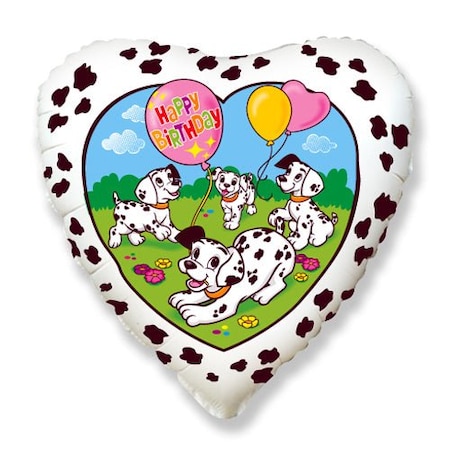 Loonballoon Birthday Childeren Balloons, 18 inch HAPPY BIRTHDAY DALMATIANS - WHITE 2 pcs LOON-LAB-LAB162-FM
