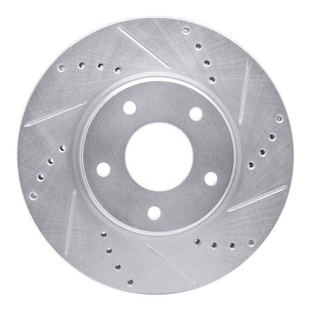 Dynamic Friction Co DFC Brake Rotor - Drilled and Slotted - Silver 631-67087R