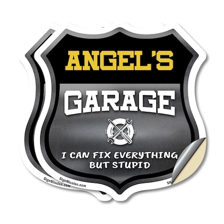 Signmission Angel's Garage I Can Fix Everything But Stupid, 12 inch X 12 inch, Vinyl Decal, 2PK SHI-D-2PACK-12-490-ANGEL