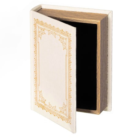 Vintiquewise Decorative Vintage Book Shaped Trinket Storage Box - Paper White QI003691.PW