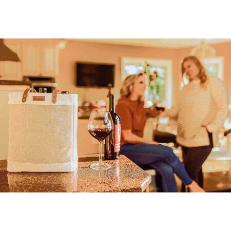 Picnic Time Family Of Brands Pinot Jute 3 Bottle Insulated Wine Bag, Beige 538-03-187-000-0
