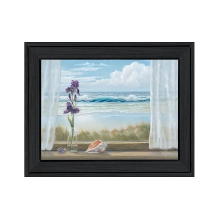 Homeroots Irises on Windowsill Black Framed Print Wall Art 529944
