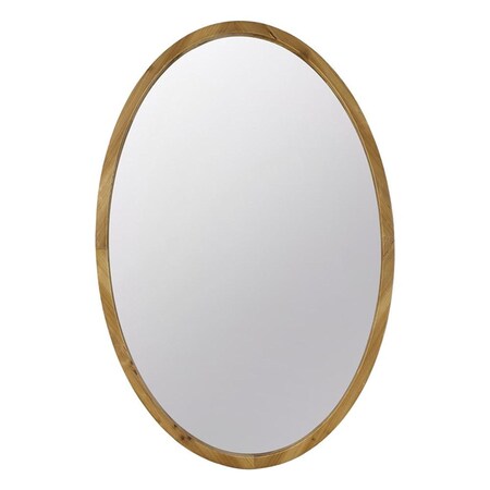 Homeroots 35" Brown Oval Solid Wood Framed Accent Mirror 485059