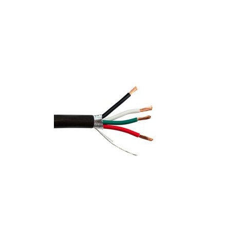 Cable Wholesale Shielded Direct Burial/Outdoor Security/Alarm Wire, Black, 18/4 (18AWG 4 Conductor), 10K5-64222MH