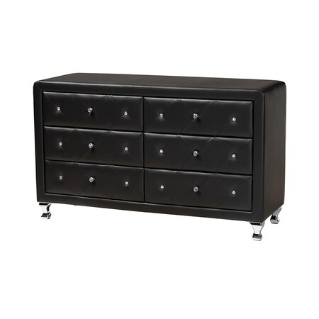 Baxton Studio BBT2030-Dresser-Black Luminescence Black Faux Leather Upholstered Dresser - 31.5 x 52.75 x 18.13 in. 847321029125