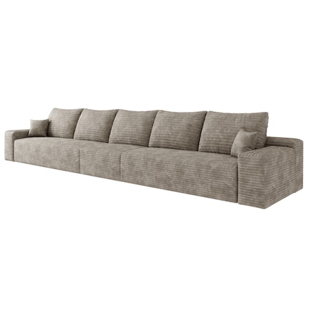 Homeroots 168" Camel Corduroy Modular Compression Foam Sofa With Toss Pillows 712980