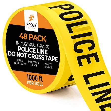Xpose Safety Police Line Do Not Enter Tape Roll, 3 Inch Wide x 1000 Feet, Yellow w/Black Letters, 48 Rolls, 48PK PPLT-48-X