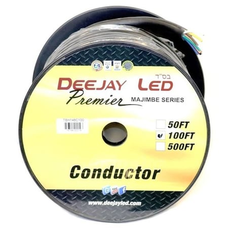 Deejay Led 100-Foot 8-Conductor 14 Gauge Stranded Cable w/Single Black Jacket ideal for speakers and power TBH148C100