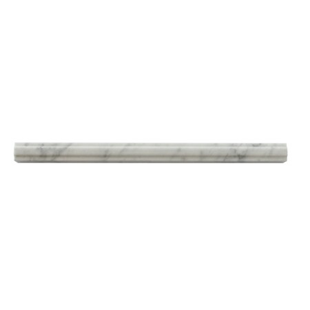 Apollo Tile White 1x12 Bianco Carrara Marble Polished Pencil Liner Tile Trim 0.5 sqft/case, 10PK APLMCA881PA