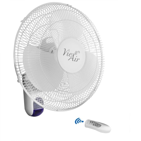 Vie Air 16 in. Plastic Wall Fan with Remote Control - White VI336167