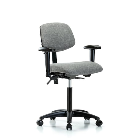 Blue Ridge Ergonomics Chair, Fab, Med Bench, Tilt AA Casters, Gry, 6-Way Adjustable, 22" to 29" Height, Gray BR-FMBCH-RG-T1-A1-NF-RC-F44
