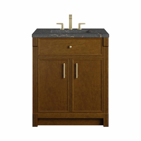 James Martin Vanities Bellshire 30" Single Vanity, Honey Oak w/ 3 CM Parisien Bleu Silestone Top 660-V30-HNO-3PBL