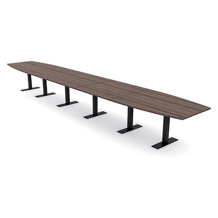 Skutchi Designs 22ft Conference Table With Power Unit | 22 Person Modular Boat Meeting Table | Harmony Series HAR-BOT-48X264-T.BK-H3041-NA