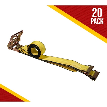Mytee Products 2 ft ftx12 ft Heavy Duty E Track Ratchet Strap for Enclosed Trailers, 4000 lbs, 20PK ETKRS12x20