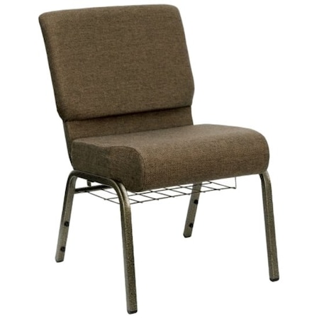 Flash Furniture Hercules Church Chair, Brown Back, 21-1/4 in W 25" L 33" H, Fabric Seat FD-CH0221-4-GV-S0819-BAS-GG