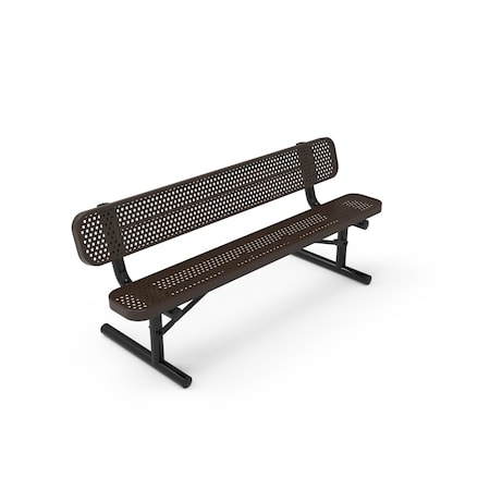 Mytcoat 6ft Outdoor Bench with Back, Portable, Brown, Punched Steel, Textured Coating 804208
