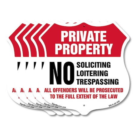Signmission Private Property Shield Label Set No Sol, 12 inch X 12 inch, Aluminum Metal Sign, 5PK SHI-A-5Pack-12-439