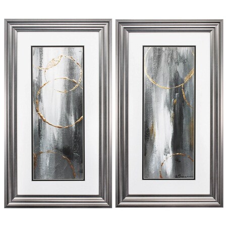 Homeroots Set of Two Modern Abstract Gunmetal Framed Art, 2PK 365382