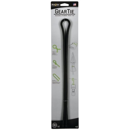 Nite Ize Gear Tie, 32 in L, Black, Rubber, Wire GT32-01-2R3