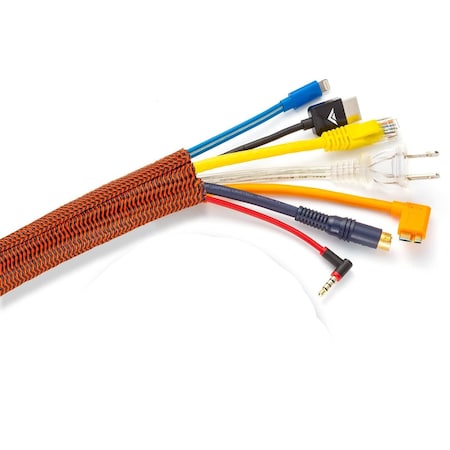 Maximm 10ft 1/2" Split Wire Loom Cable Protector, Black/Orange SCW-10FT-.50-BO-1PK