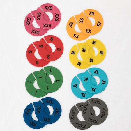Nahanco Colorful Round Clothing Size Dividers, 8 Mixed Colors, Black Print8 Sizes, 2 pcs. each, 16PK CCKIT3