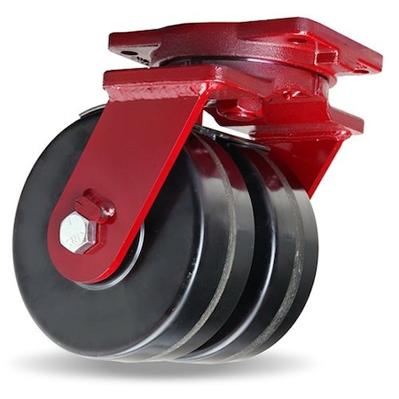 Hamilton Extra Heavy Duty Dual-Wheel Swivel Caster, 8" x 3" Plastex Phenolic Wheels, 1" Straight Roller Bearing S-EHD2-83PH