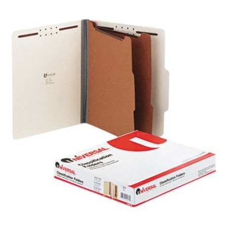 Universal Pressboard Classification Folder, Letter, Six-Section, Gray, 10/Box 10272