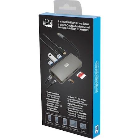 Adesso 8 in 1 USB C Multiport Docking AUH4030