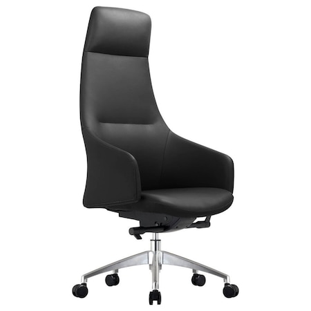 Leisuremod Celeste High-Back Office Chair in Upholstered Leather and Iron Frame with Swivel and Tilt, Black COT20BLL