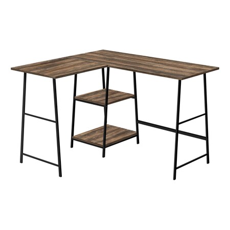 Homeroots 47" Brown and Black Reclaimed Wood and Metal Corner Trestle Computer Desk 489995