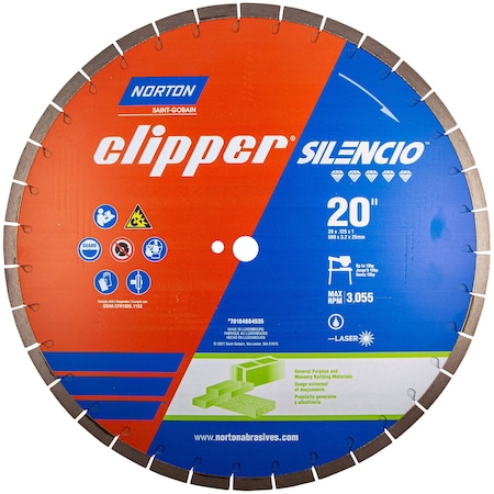 Norton Abrasives Silencio Seg Masonry Blade, 20 X .125 X 1 70184684535