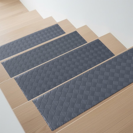 Rubber-Cal Diamond-Grip Vinyl Step Mats - 2mm x 48inx 10in - Dark Gray (6pack), 6PK 10-104-038-DG-6pk
